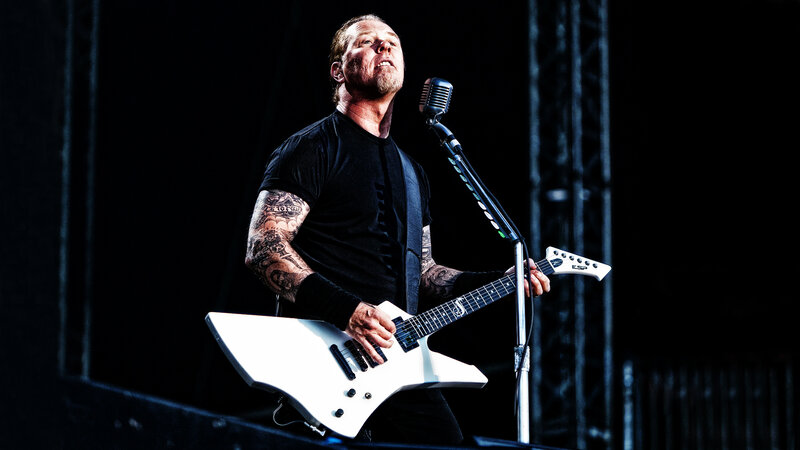 Man Playing Guitar — Black, Dramatic, Night, Photograph, Microphone, Stage