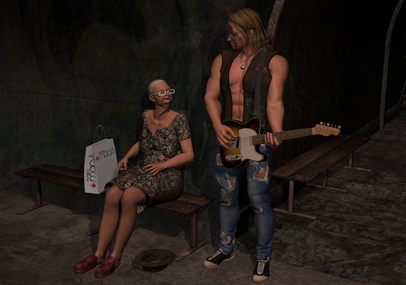 Man Playing Guitar — Brown, Dark