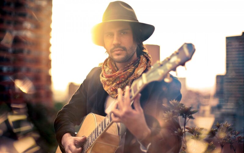 Man Playing Guitar — Brown, Dramatic, Sunset