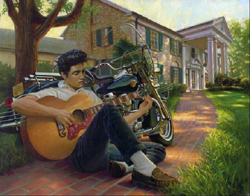 Man Playing Guitar — Green