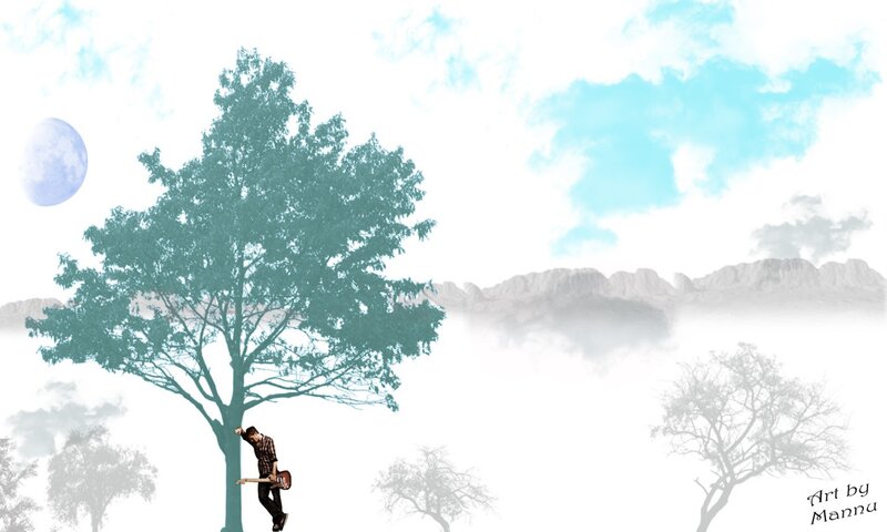 Man Playing Guitar under Tree