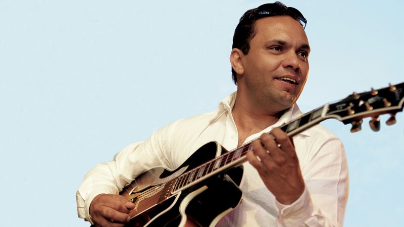 Man Playing Guitar — White