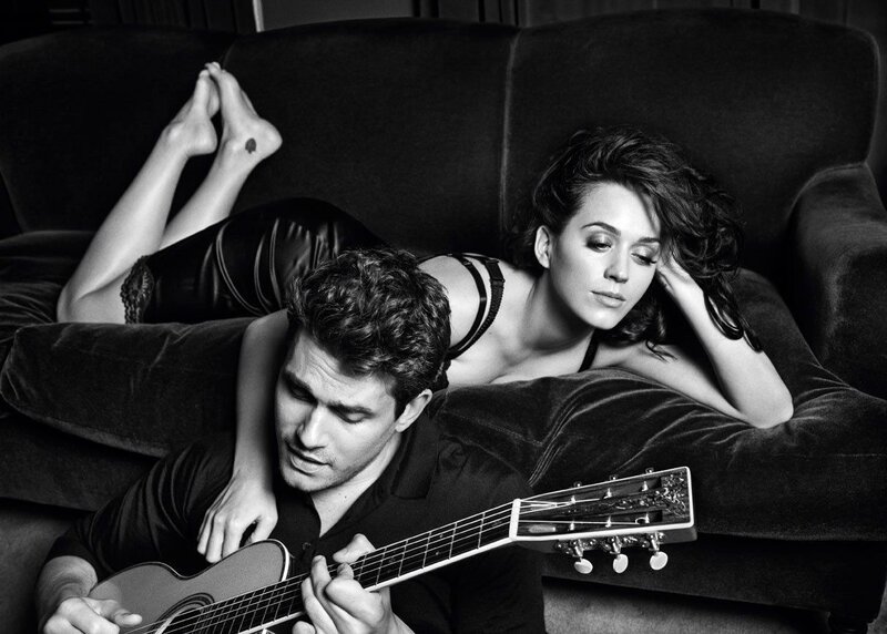 Man Playing Guitar with Woman — Black