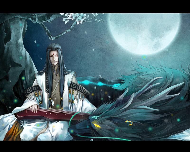 Man Playing Guqin