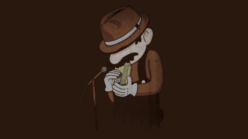 Man Playing Harmonica — Brown