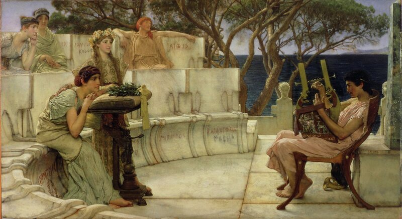 Man Playing Lyre for Women