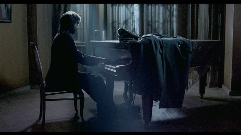 Man Playing Piano — Black, Dramatic, Night, Photograph, Chair