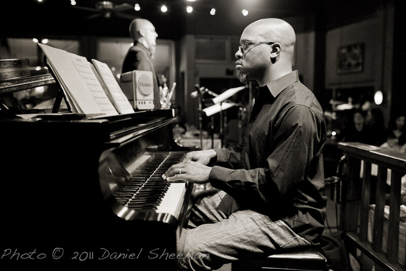 Man Playing Piano — Black, Focused, Night