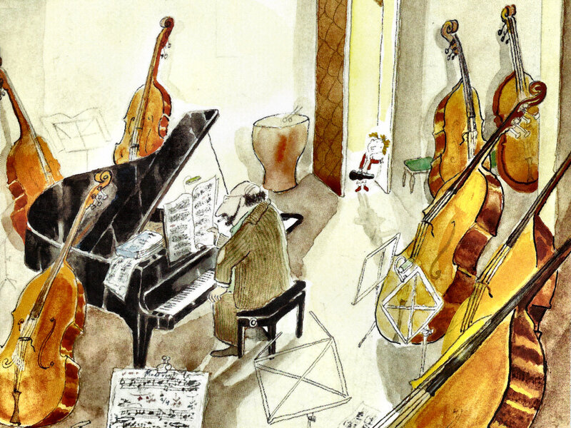 Man Playing Piano — Brown