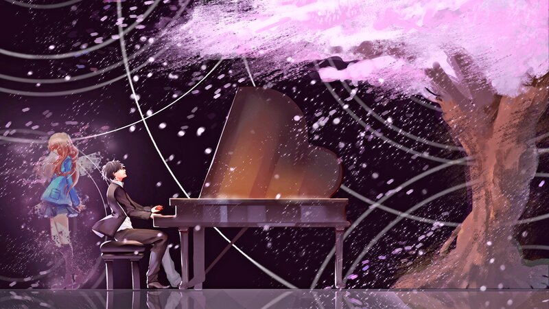 Man Playing Piano — Purple