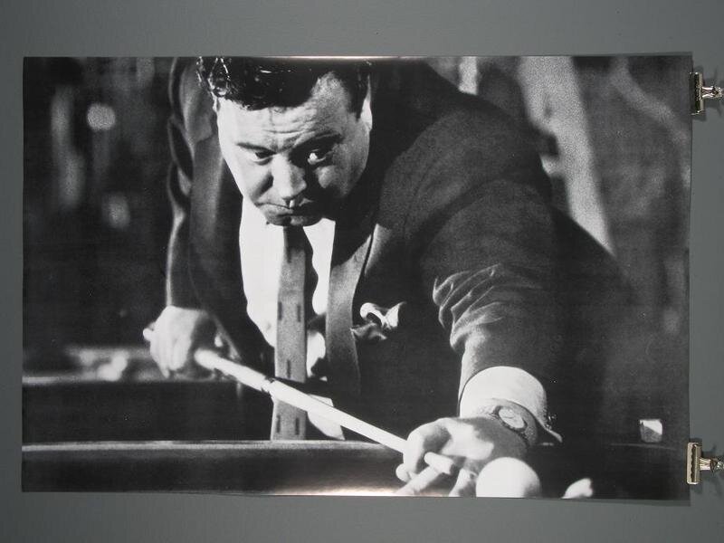 Man Playing Pool — Black, Focused