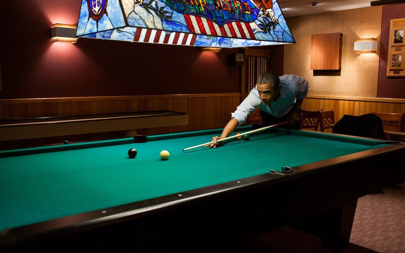 Man Playing Pool — Green, Focused