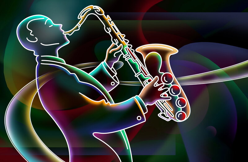 Man Playing Saxophone — Green