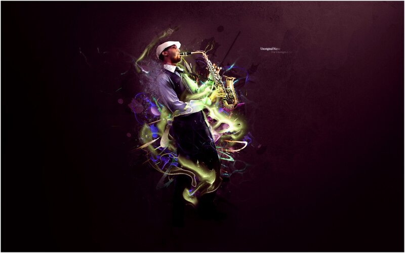 Man Playing Saxophone — Purple