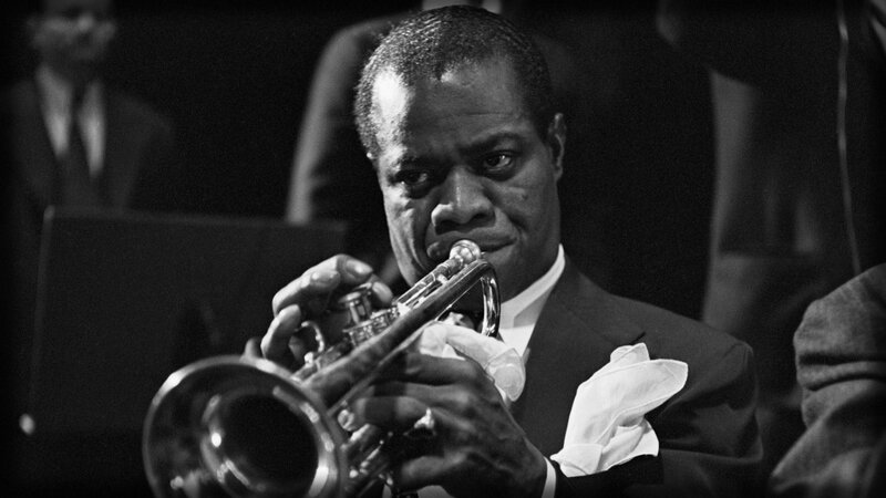 Man Playing Trumpet — Black, Dramatic, Photograph, Suit, Handkerchief