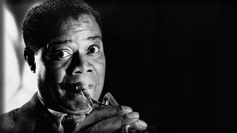 Man Playing Trumpet — Black, Dramatic, Photograph, Suit