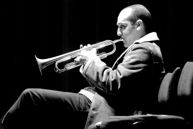Man Playing Trumpet — Black, Dramatic