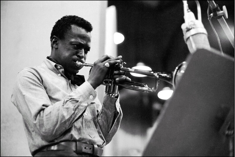 Man Playing Trumpet — Black, Focused, Photograph, Microphone
