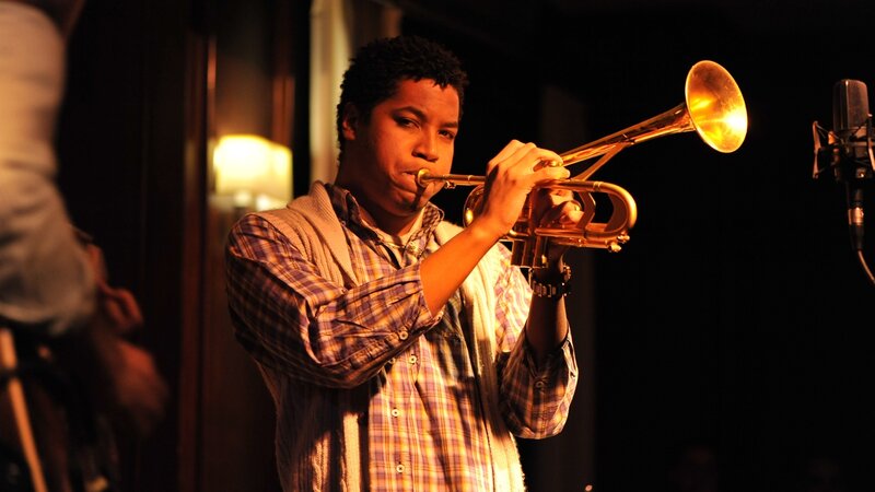 Man Playing Trumpet — Gold, Dramatic