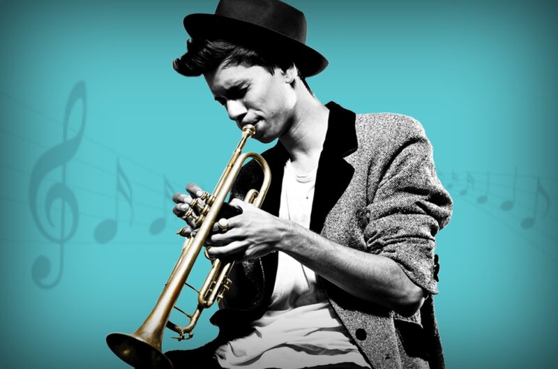 Man Playing Trumpet — Teal
