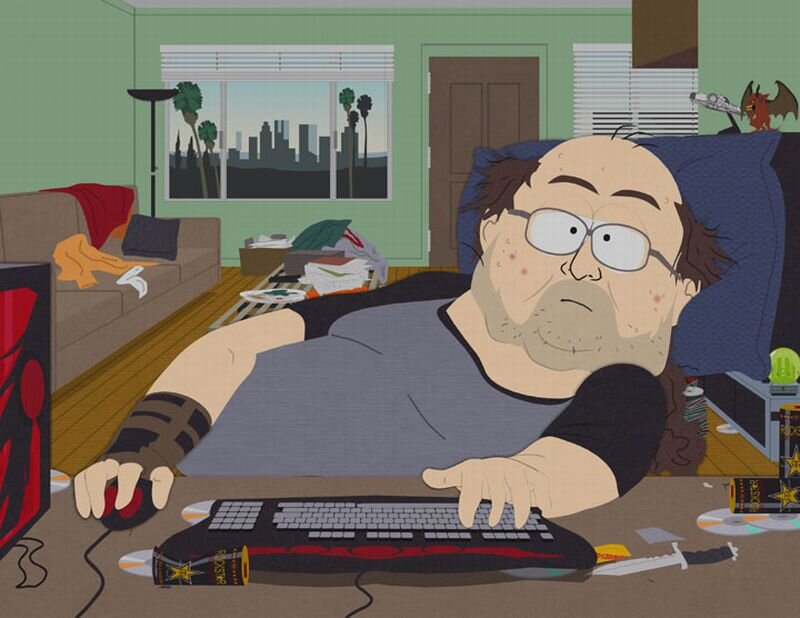 man playing video games at home