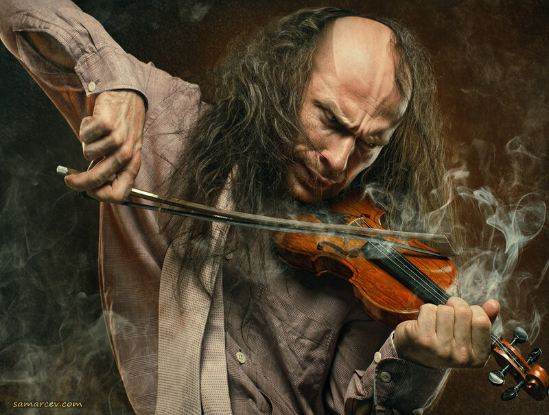 Man Playing Violin — Brown