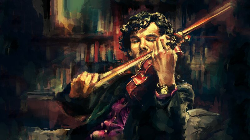 Man Playing Violin — Dark