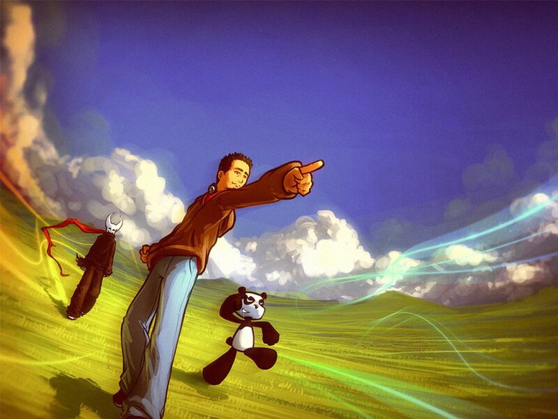 Man Pointing Forward — Green