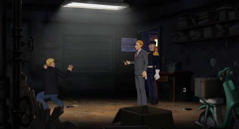 Man Pointing Gun at Another — Dark Gray