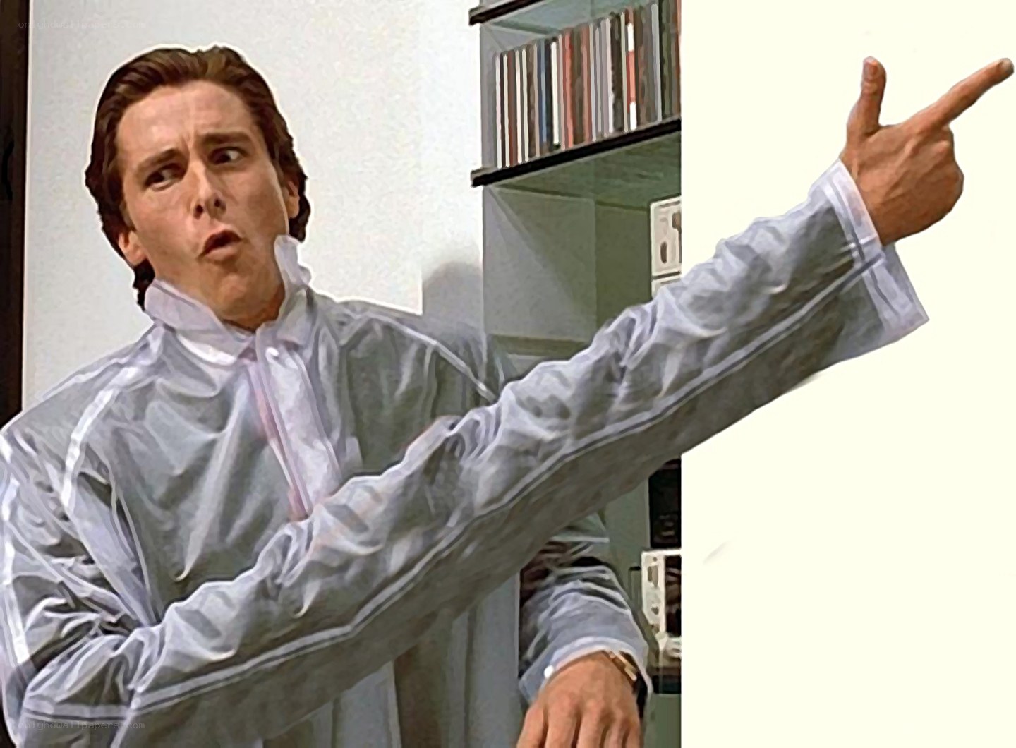 man pointing in surprise