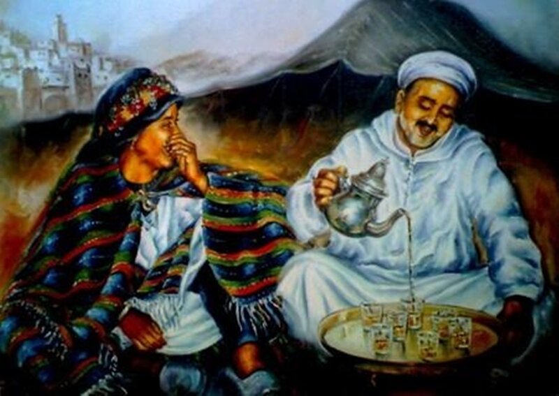 Man Pouring Tea — Blue