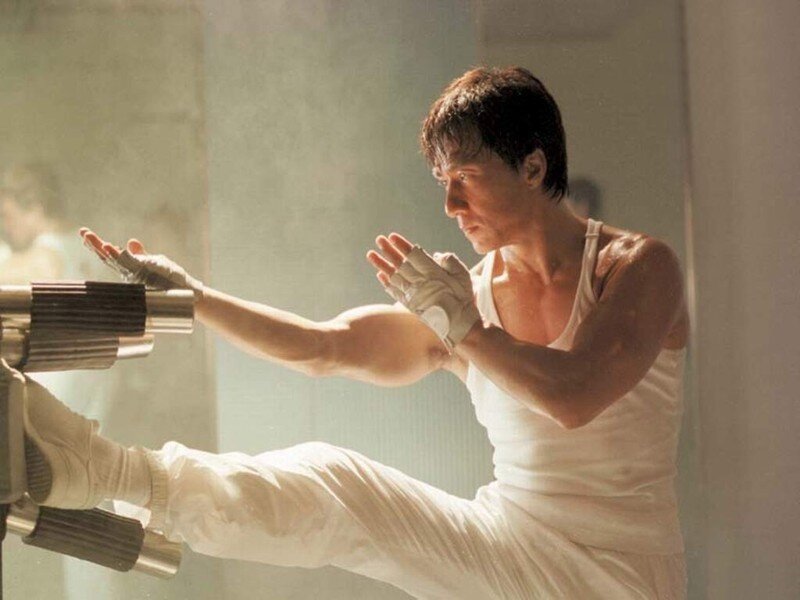 Man Practicing Martial Arts — White