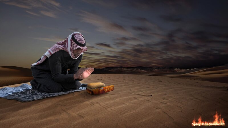 Man Praying in Desert — Brown
