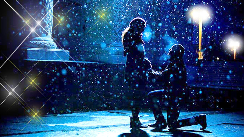 Man Proposing to Woman — Blue