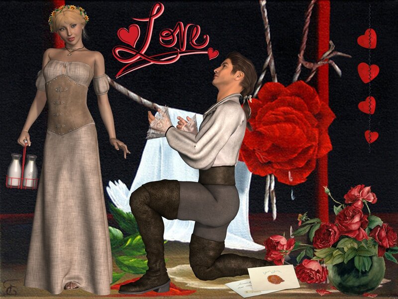 Man Proposing to Woman — Red, Romantic, Night