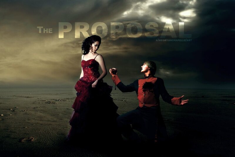 Man Proposing to Woman — Red