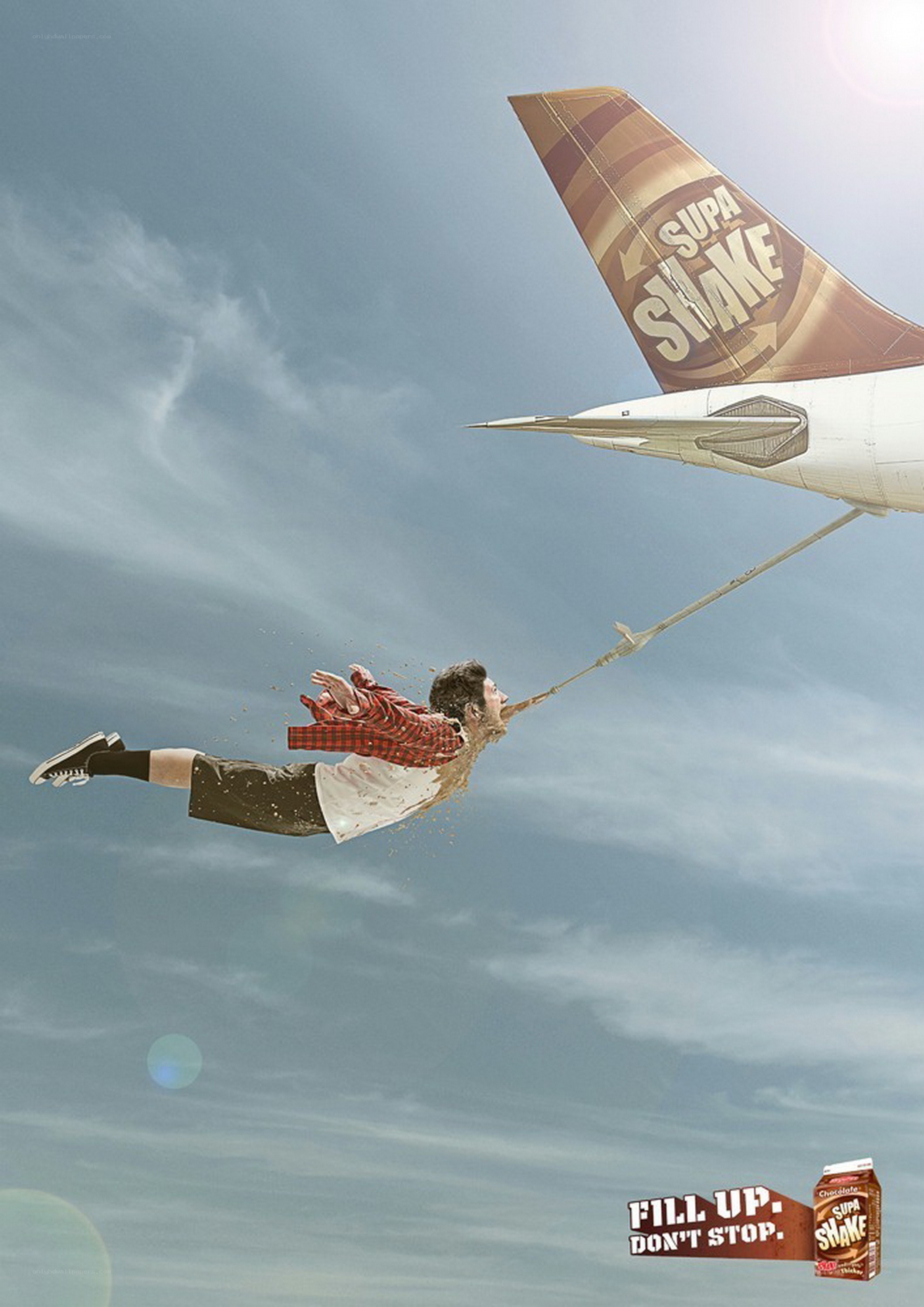 Man pulled by airplane