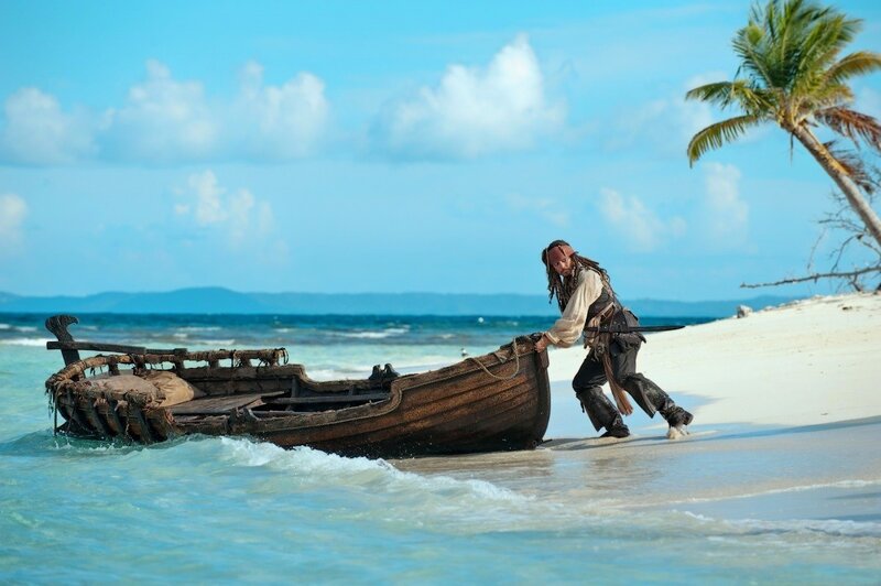 Man Pulling Boat — Blue