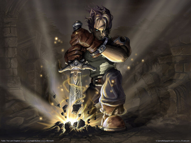Man Pulling Sword from Stone — Brown, Dramatic