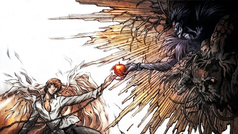 Man Reaching for Apple — Brown, Dramatic, Manga, Chains