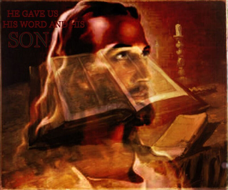 Man reading a book with text overlay