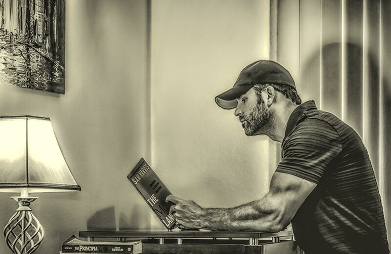 Man Reading Book — Black, Calm