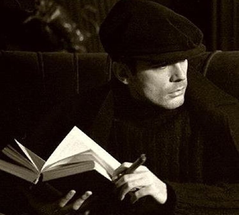 Man Reading Book — Black, Contemplative