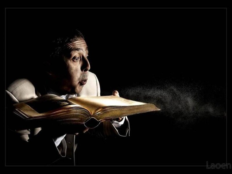 Man Reading Book — Black, Dramatic