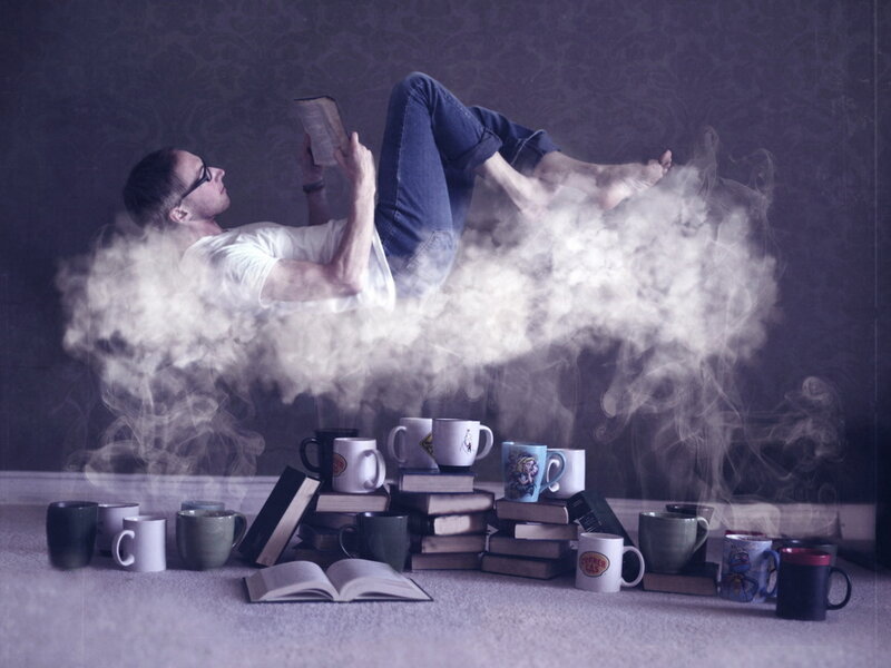 Man Reading Book — Gray
