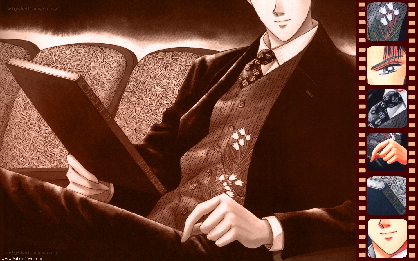 man reading book in suit