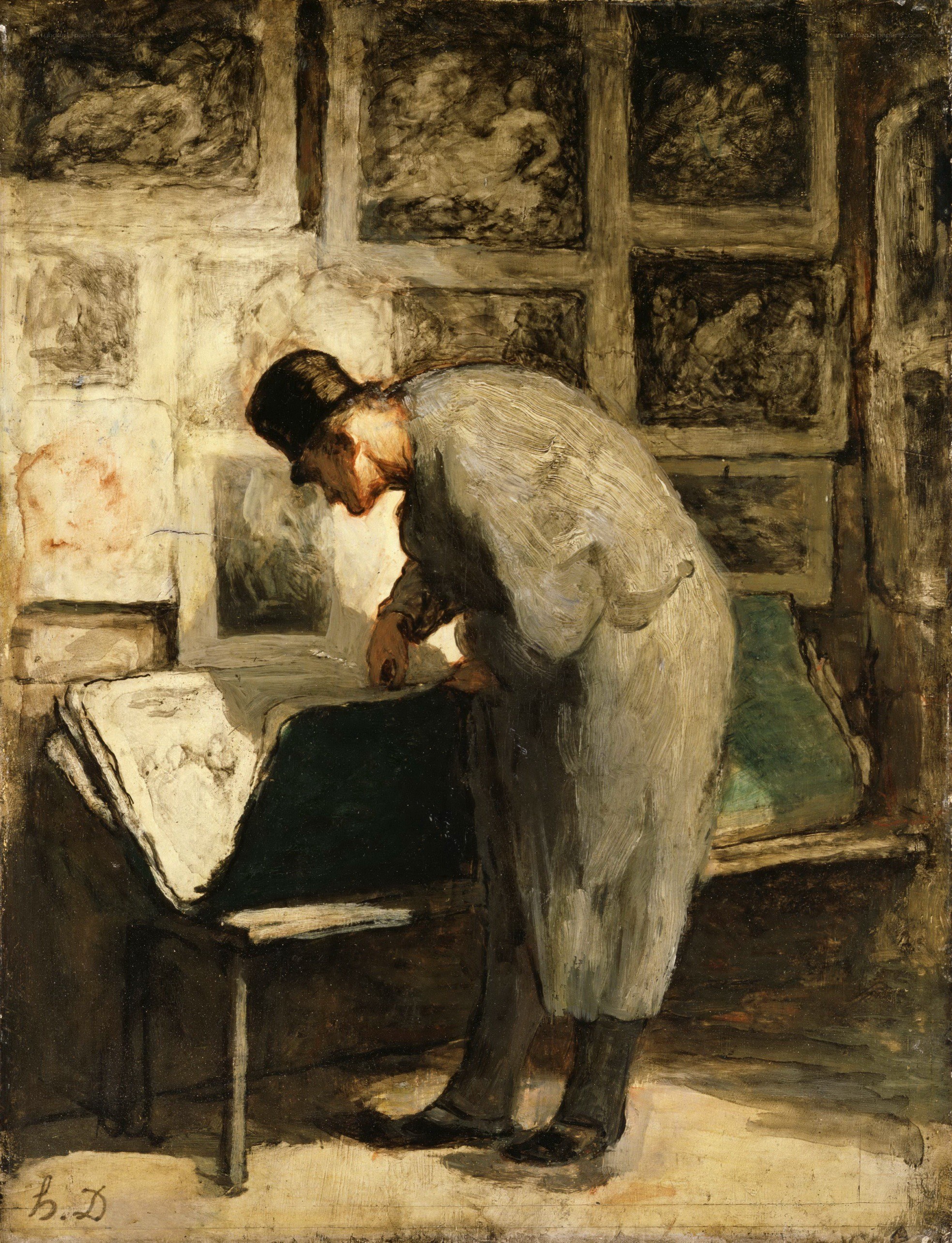 Man reading in a dim room