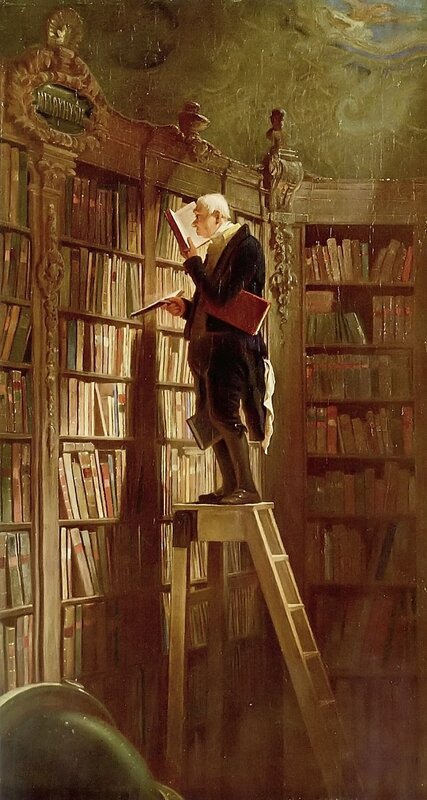 Man reading in a library