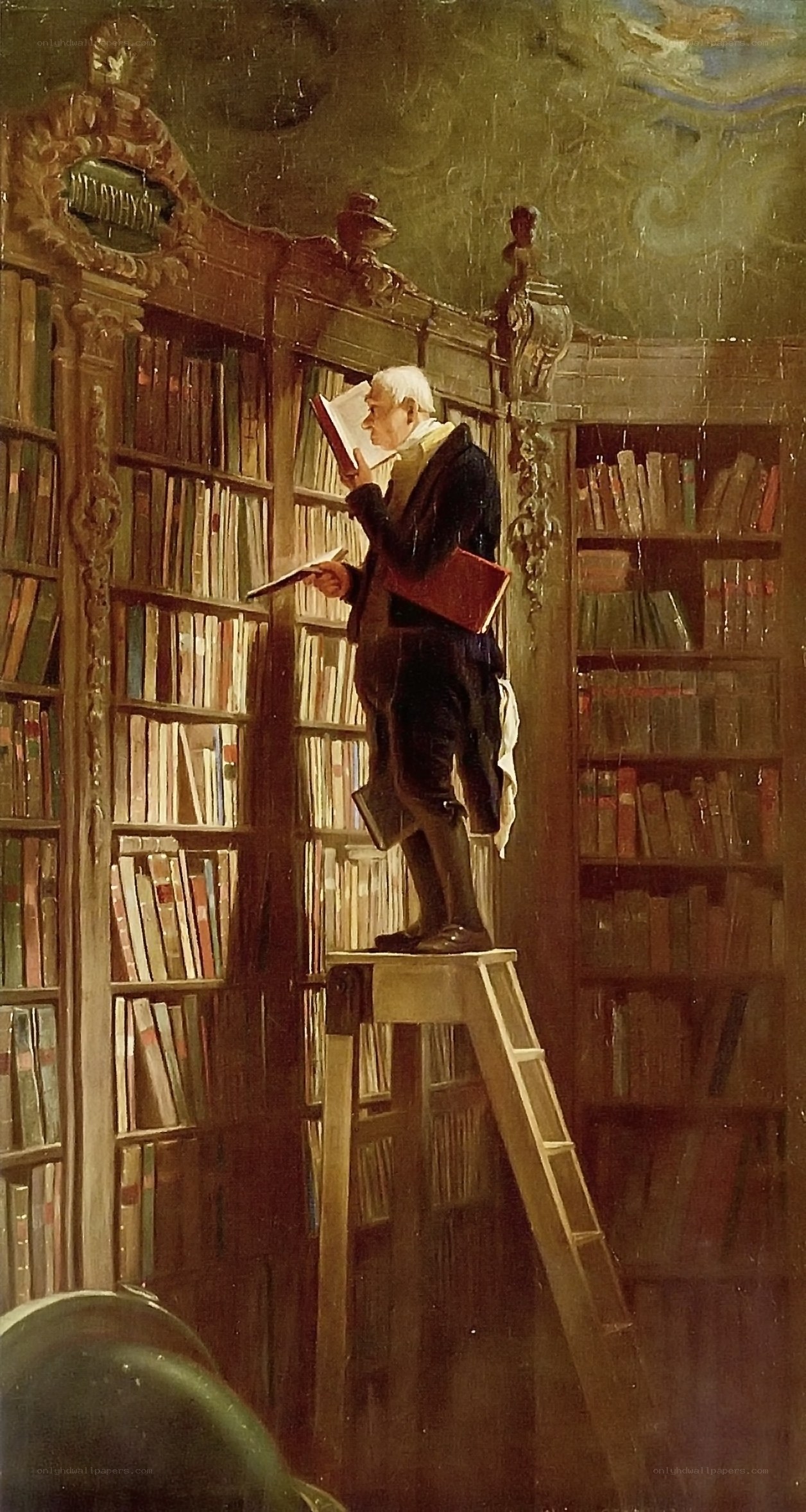 Man reading in a library