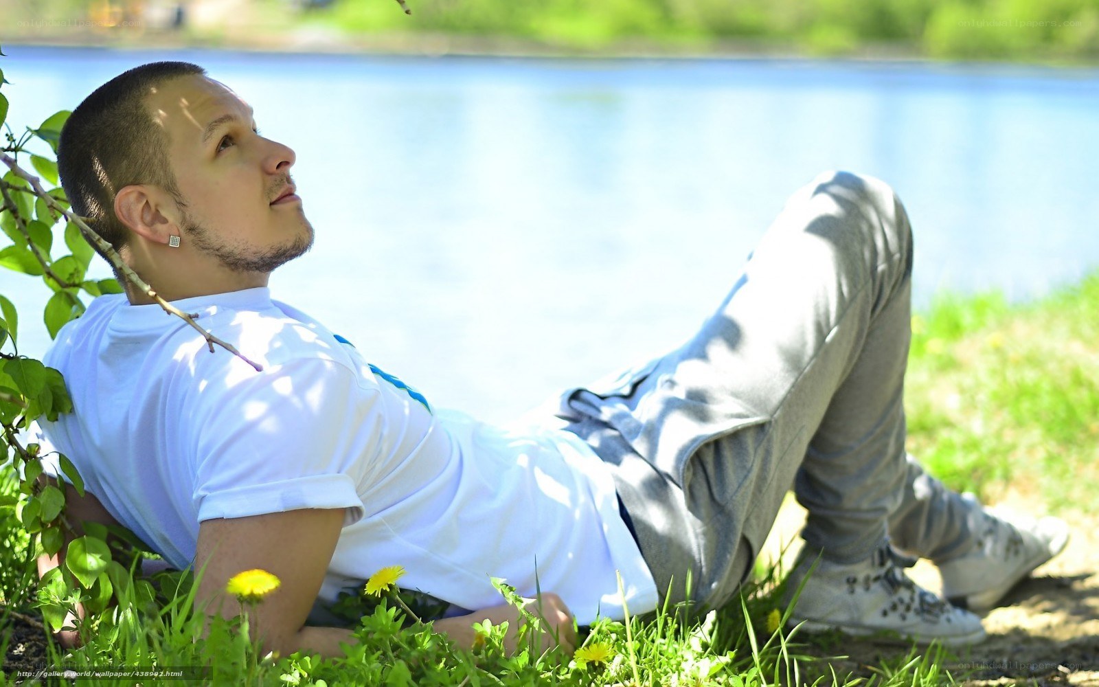 Man relaxing by the lake
